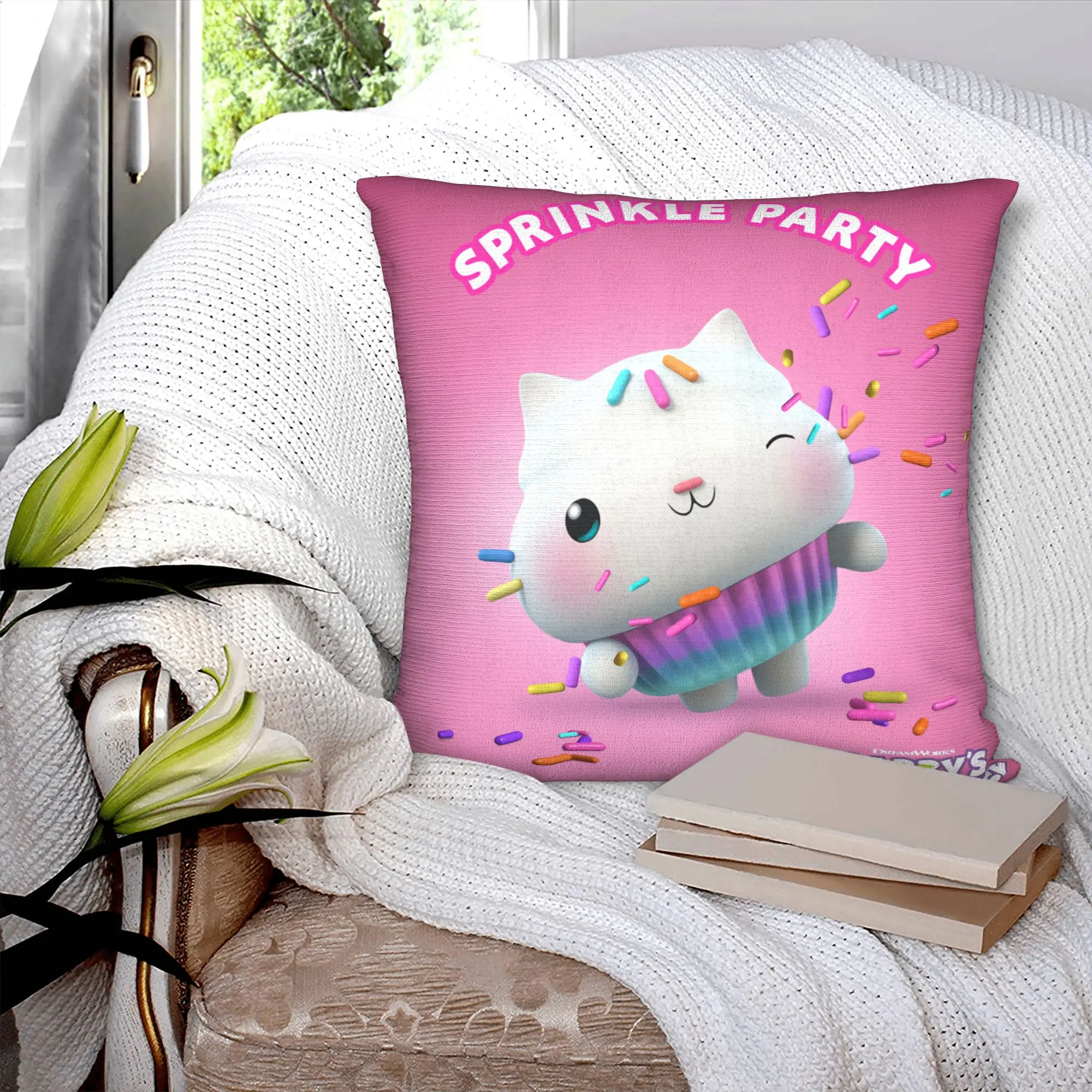 Gabbys Dollhouse Gabby Cats Luxury Throw Pillow Cover Decoration Cakey Cat Chair Cushion