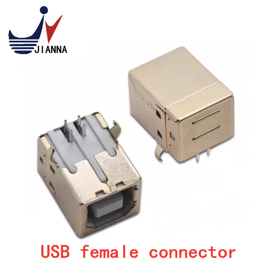 USB female connector Type B USB square port Square socket 90 degree bent foot printer socket