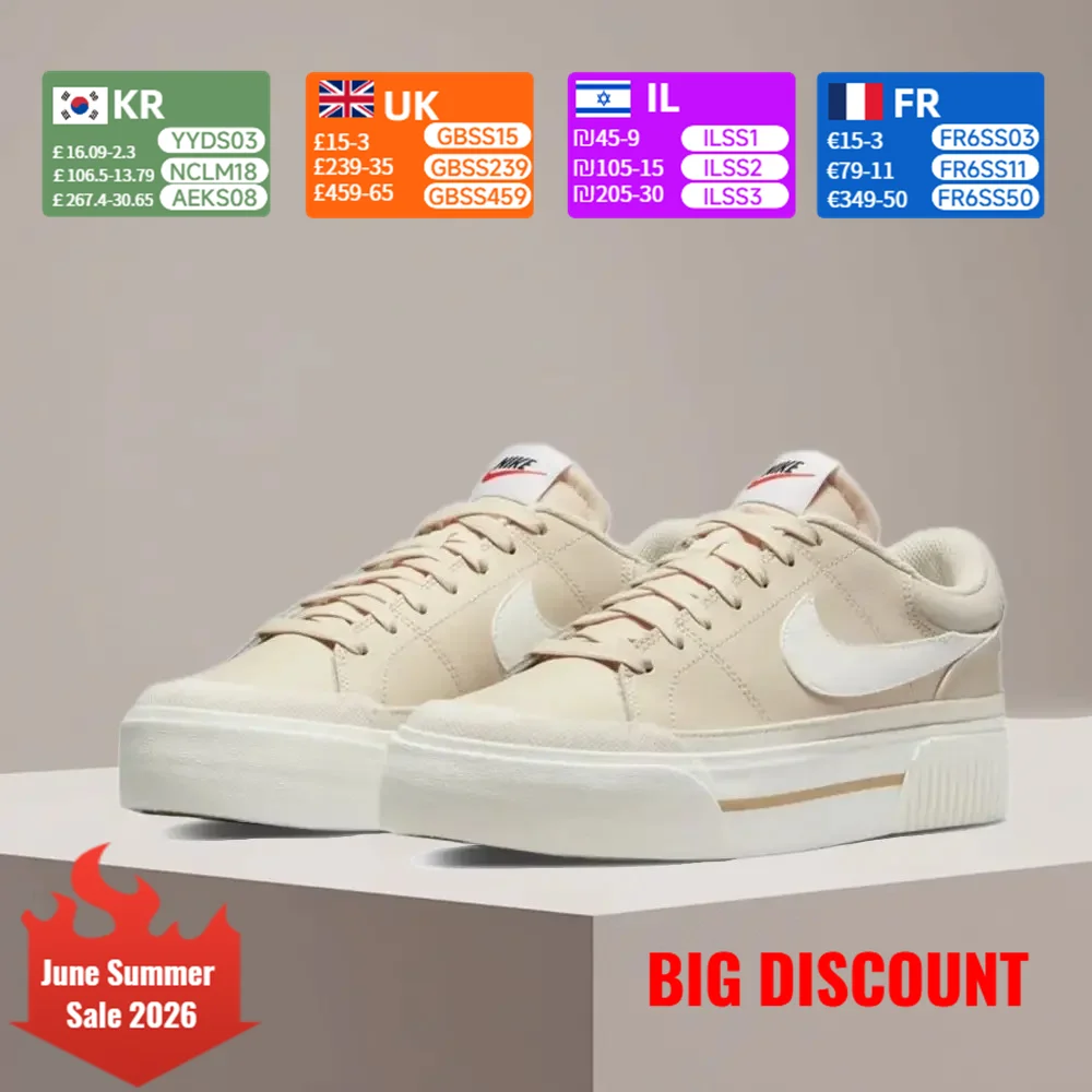 

Nike Court Legacy Lit Leather Comfort Slip-Resistant Cushioned Durable Low-Top Tennis Shoes DM7590-200