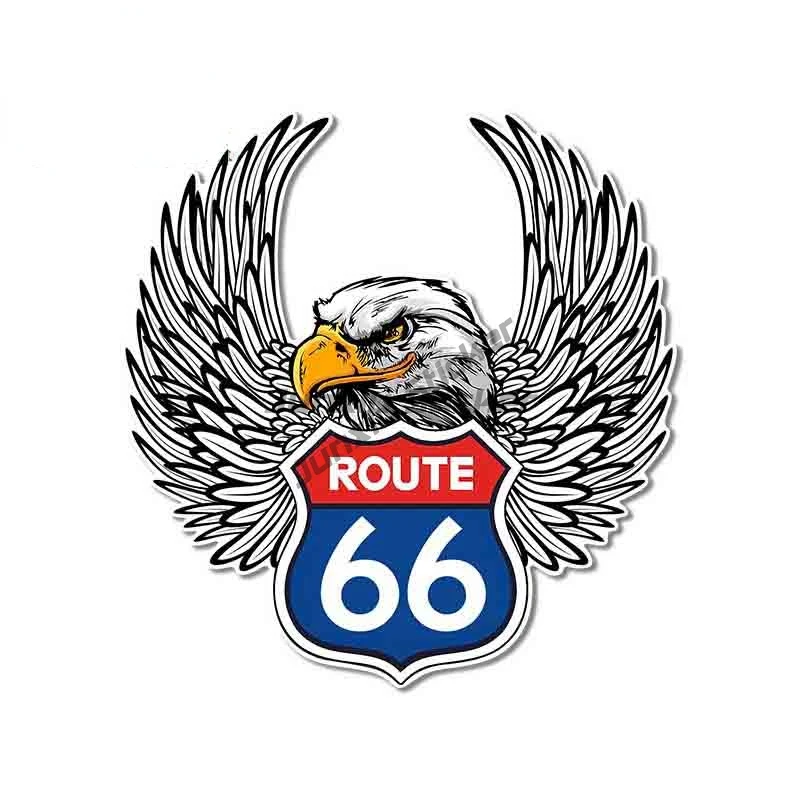 Route 66 Old School Style Creative Badge PVC Sticker for Decorate Off-road Car Wall Room Truck Motorcycle Van Decal Accessories