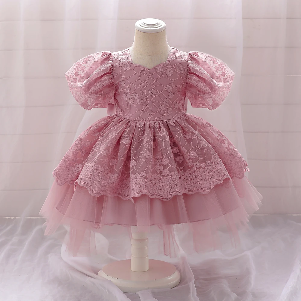 MQATZ Baby Girl Clothes Sequined Bow Layer 1 Year Kids Tutu Newborn Christening Princess Toddler Birthday Children Summer Dress