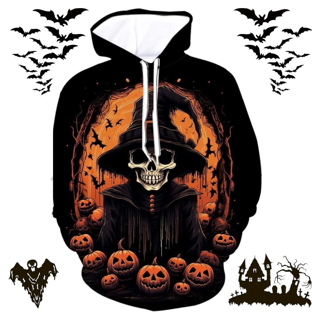 

Men's Hoodies 3D Skull Digital Print Street Fashion Pullover Sweatshirts Outdoor Sport Long Sleeves Kangaroo Pocket Men Clothing