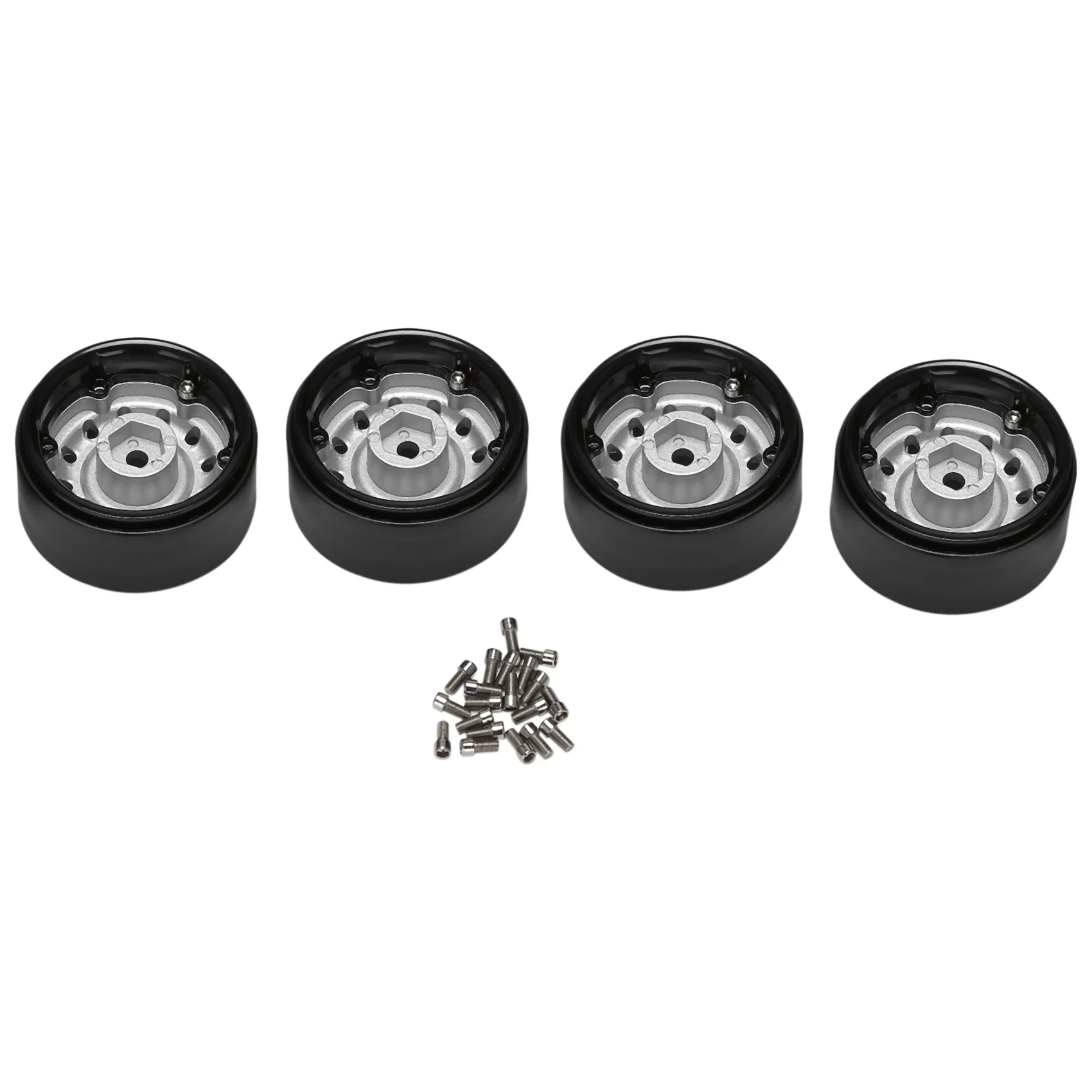 

4Pcs Metal 1.9Inch Beadlock Wheel Rim Hub for 1/10 Rc Crawler Car Axial Scx10 90046 Traxxas Trx4 Rc4Wd D90 D110 ,Silver 12