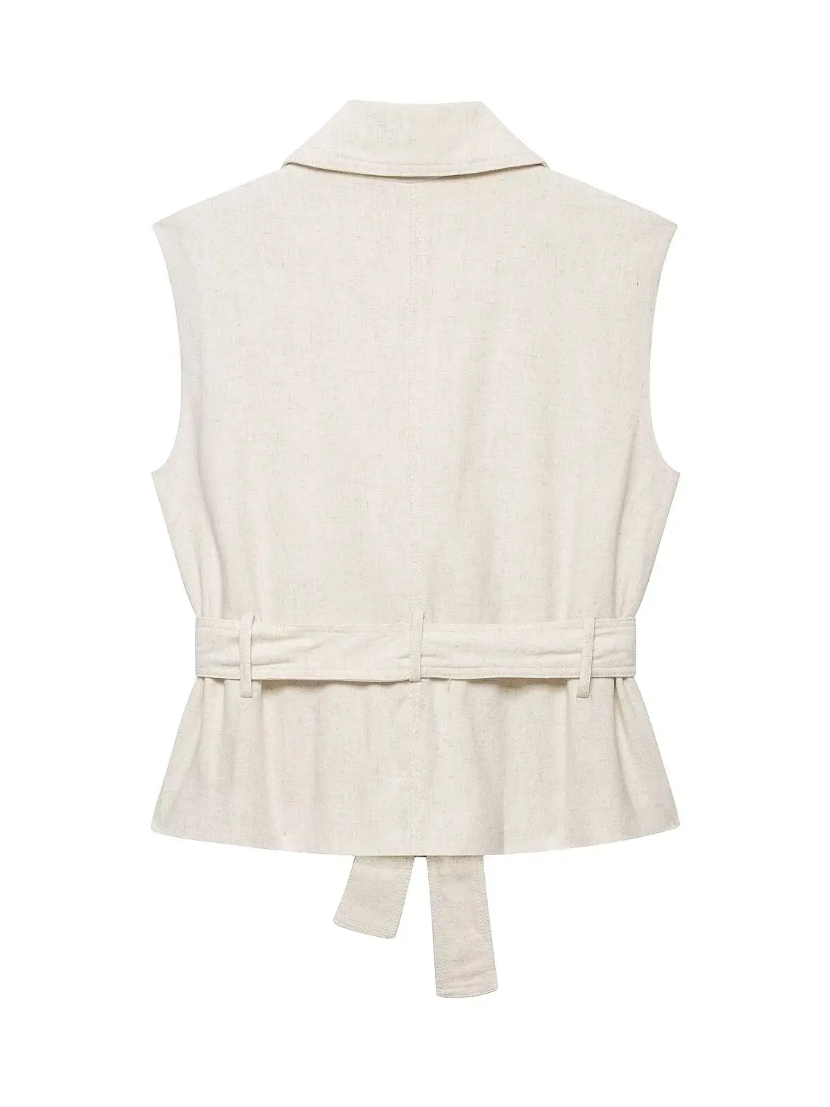 Women's Mixed Fiber No-Sleeve Double-Button Waist Belt Vest Knot Waist Small Vest Summer Fashion Outerwear Polyester Acrylic