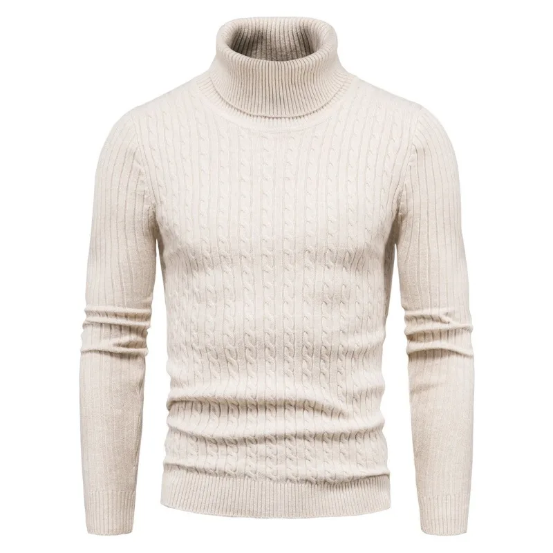 Autumn New Men's Knitted Sweater Pullover Turtleneck Fashion Slim-fitting Bottoming Shirt