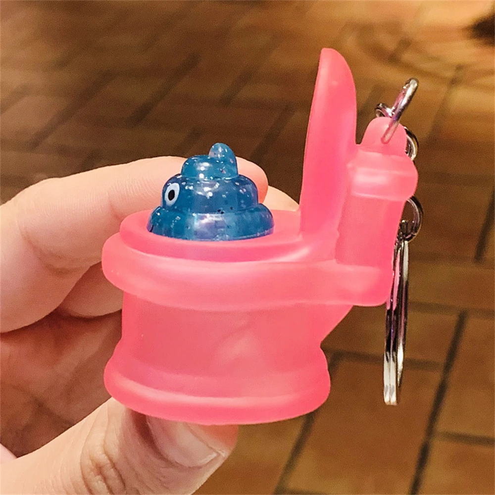 Funny Mini Poop Toilet Keychains Creative Tricky Prank Silicone Squeeze Toy Antistress Keyring Special Gifts