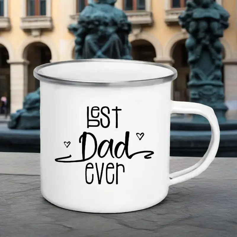 

Best Mom/dad Ever Mugs Creative Glass Coffee Tea Drinks Dessert Milk Cup Enamel Mug Handle Drinkware Father's Mother's Day Gifts
