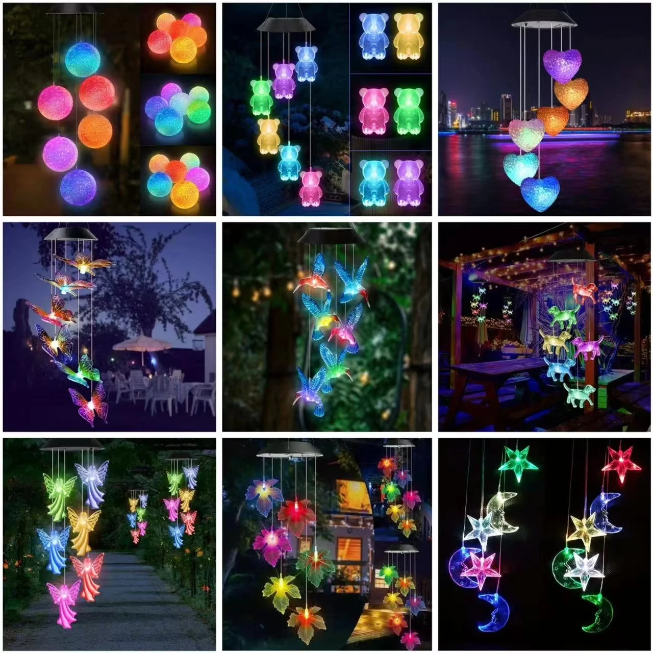 Xiaomi Solar Wind Chime Light Garden Stars Moon Wind Chime Lamp Colorful Waterproof Hanging Solar Light for Garden Yard Decor