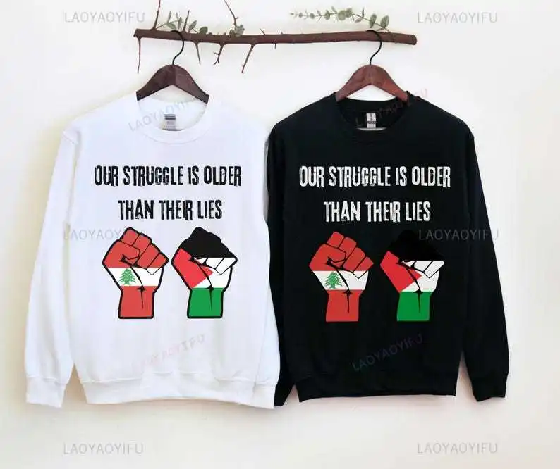 Our Struggle Is Older Than Their Lies Man Hoodie The Republic of Lebanon Map Graphic Pullover Woman Man Winter Warm Long Sleeve