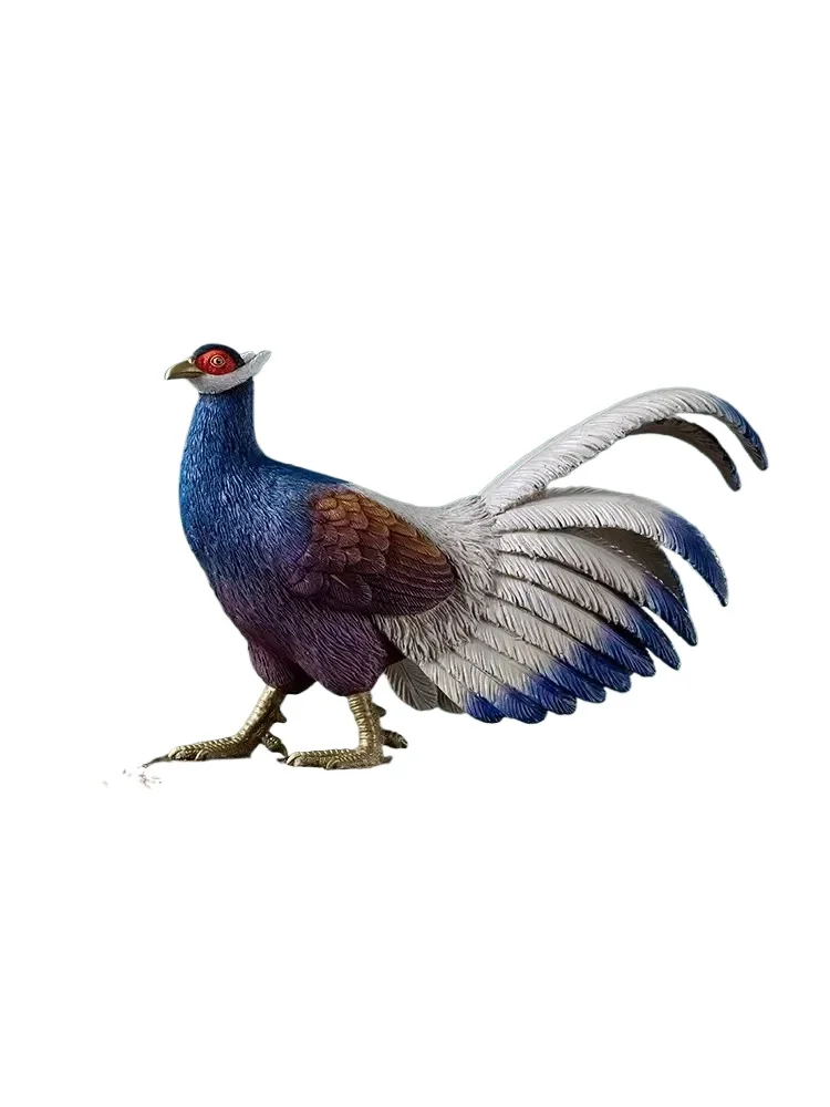 Copper Handicrafts Animal Figurine Crossoptilon Mantchuricum Statue Brass Animal Sculpture Birds Collection Home Decoration Gift