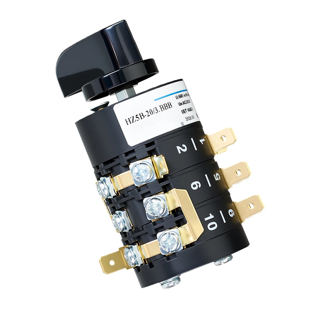 Imagen 6: Interruptor Combinado de 3 Polos y 8 Posiciones HZ5B 20/3.BBB con Contactos de Aleación de Plata para Control de Velocidad y Reversa de Motor