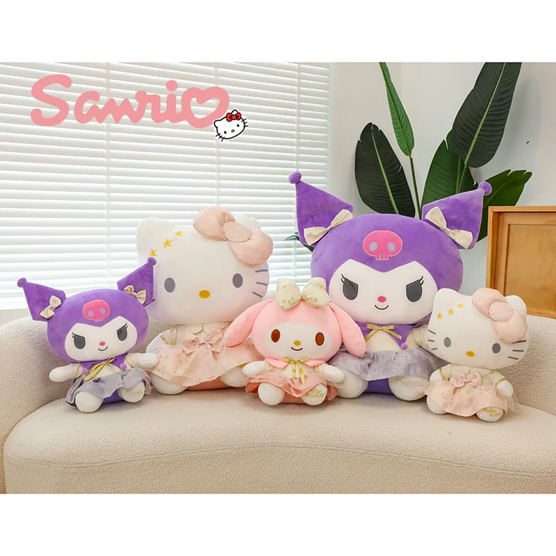 30-50cm Sanrio Platinum Series Plush Toys Kwaii Hellokitty Melody Kuromi Soft Stuffed Ornament Doll Sofa Pillow Kids Xmas Gift