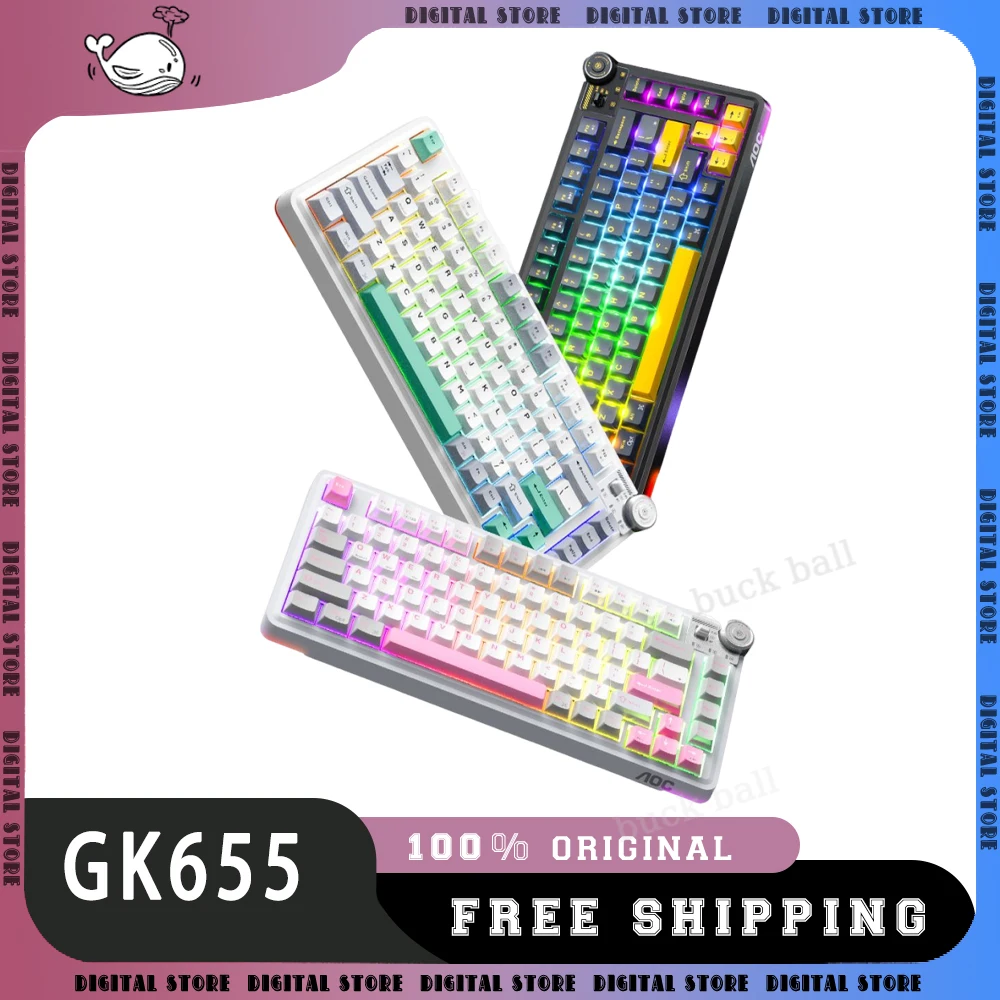 

AOC GK655 Game Mechanical Keyboard 3Mode USB/2.4G/Bluetooth Wireless Keyboards PBT Hot Swap Rgb Backlight Gaming Keyboards Gift