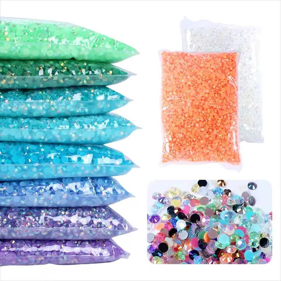 Jelly AB 2-6mm  Resin Non Hot Fix Rhinestones Flat Back Plastic Crystals Strass Glitters Big Package Stones