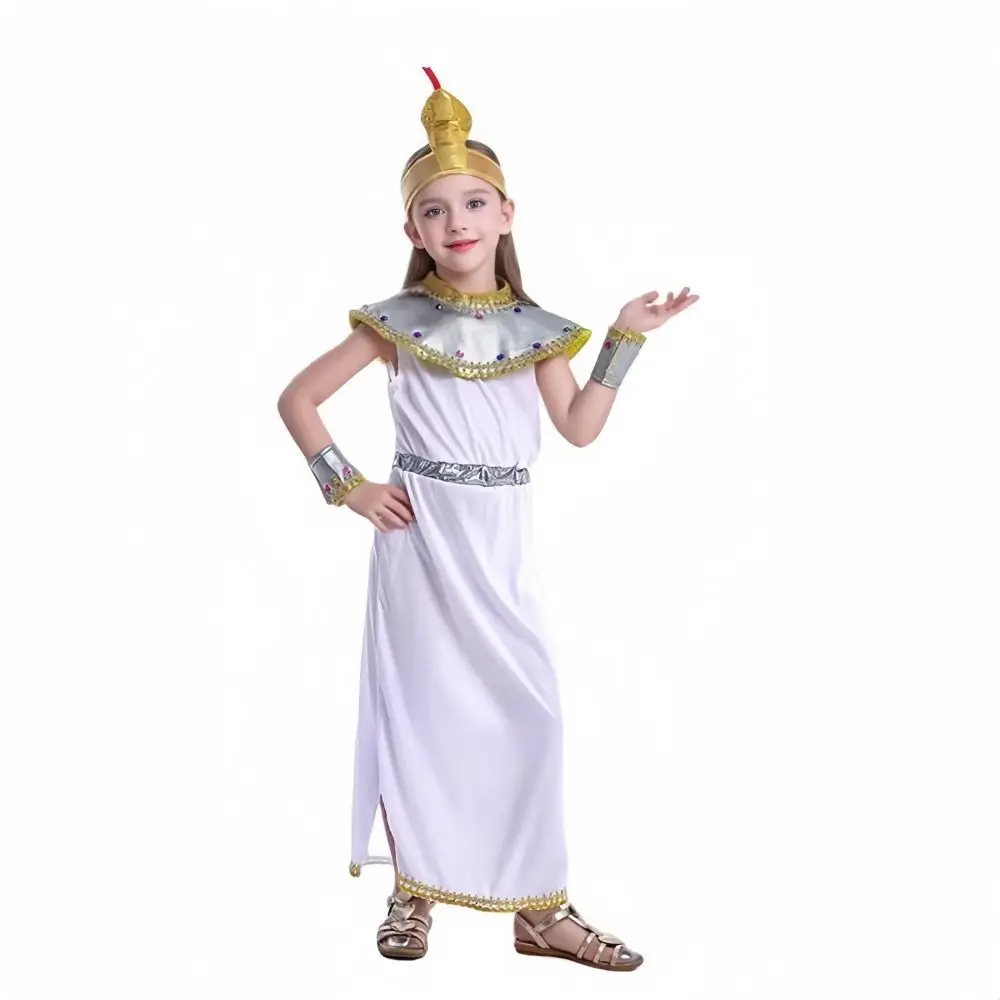 Anime Old Egyptian Girl Cosplay Costume Overalls Prince Princess Outfits for Children Halloween Cosplay Clothes Fancy Hat Dress