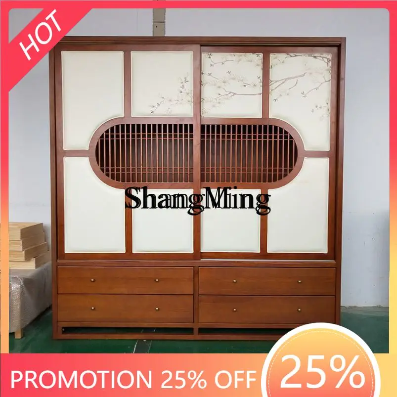 FG good-looking New Chinese Solid Wood Wardrobe Modern Zen Model Room Hotel Clubhouse B & B Bedroom Drawer