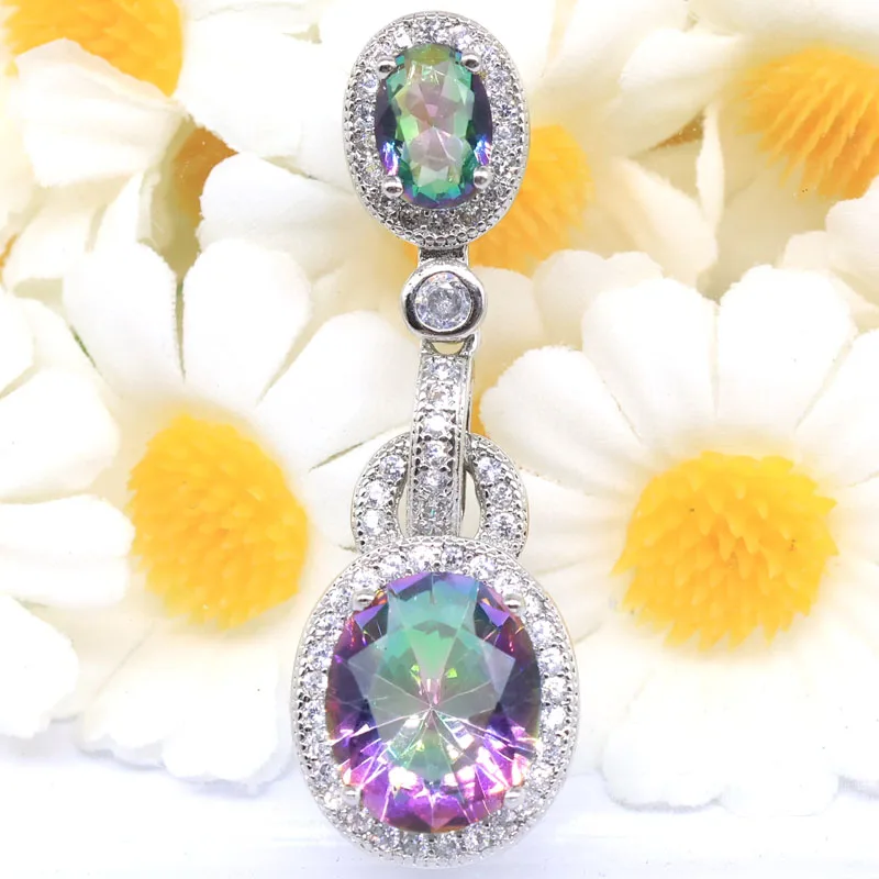 Compre 5 y Obtenga 1 Gratis, Topacio Alejandrita de 39x12 mm con Cambio de Color, Topacio Místico Arcoíris de Zultanita, Colgante de Plata para Mujer con Circonita Cúbica
