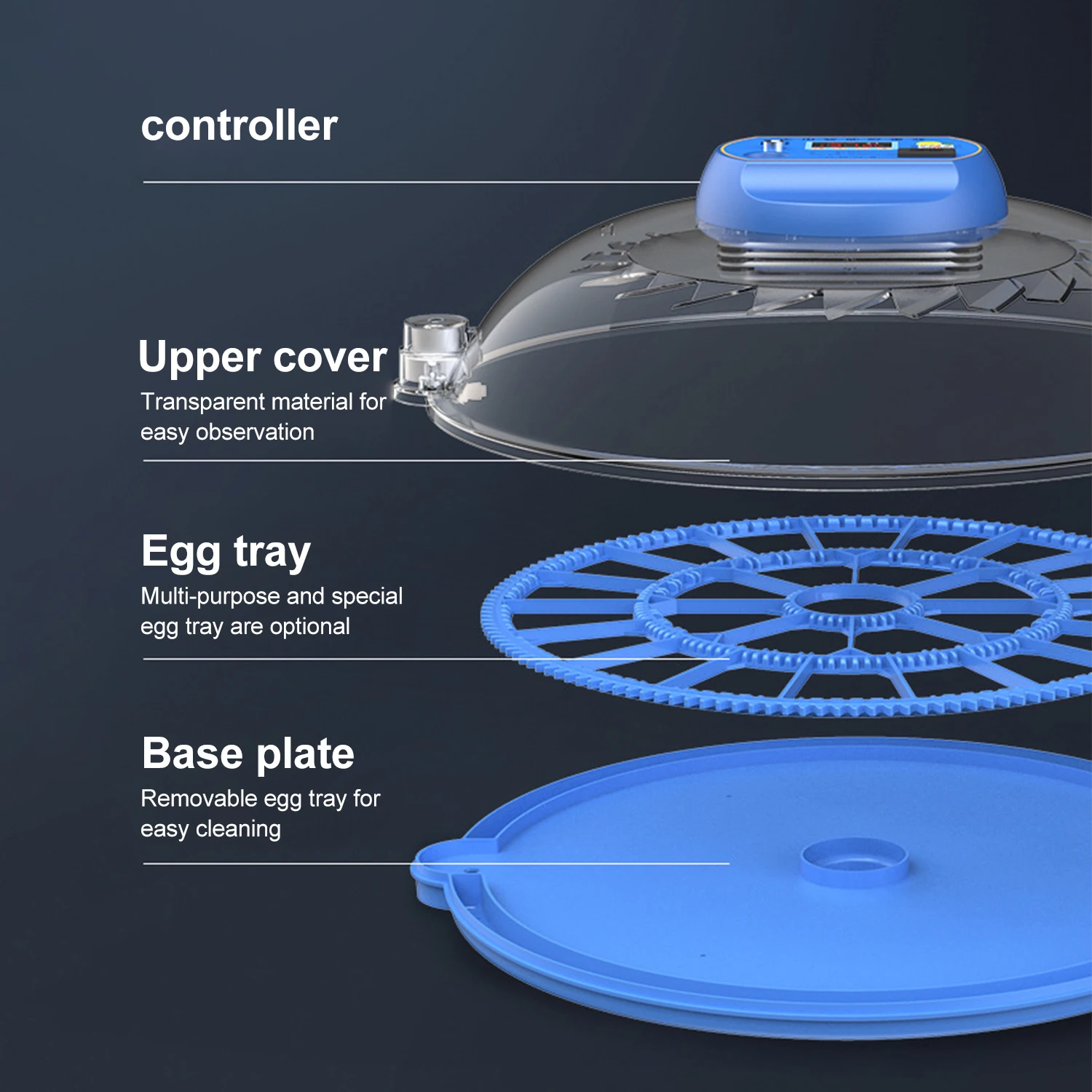 Eggs Incubator, Multi-purpose Dual Power Supplies,With Automatic Water Ionic Waterbed Replenishment And Temperature Contro