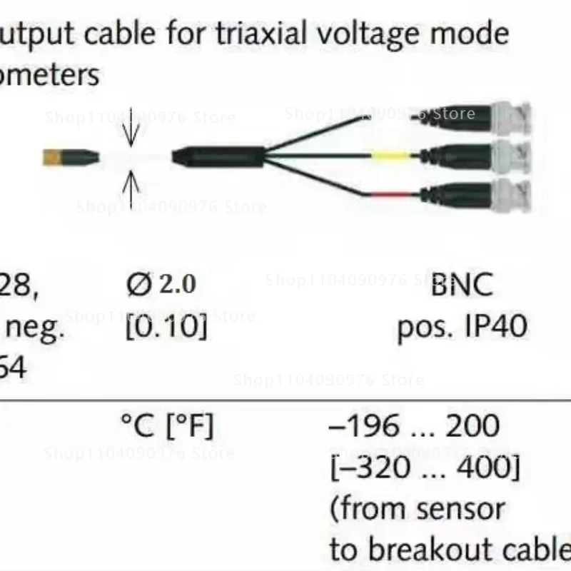 Triaxial Acceleration Sensor Cable PCB356A Series Sensing Triaxial Cable 1/4-28 UNF to BNC