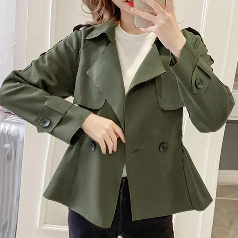 New Temperament Fashion Women\'s Casual Basic Design Elegant Casual Lapel Long Sleeve Streets Trench Vintage Coat Clothes