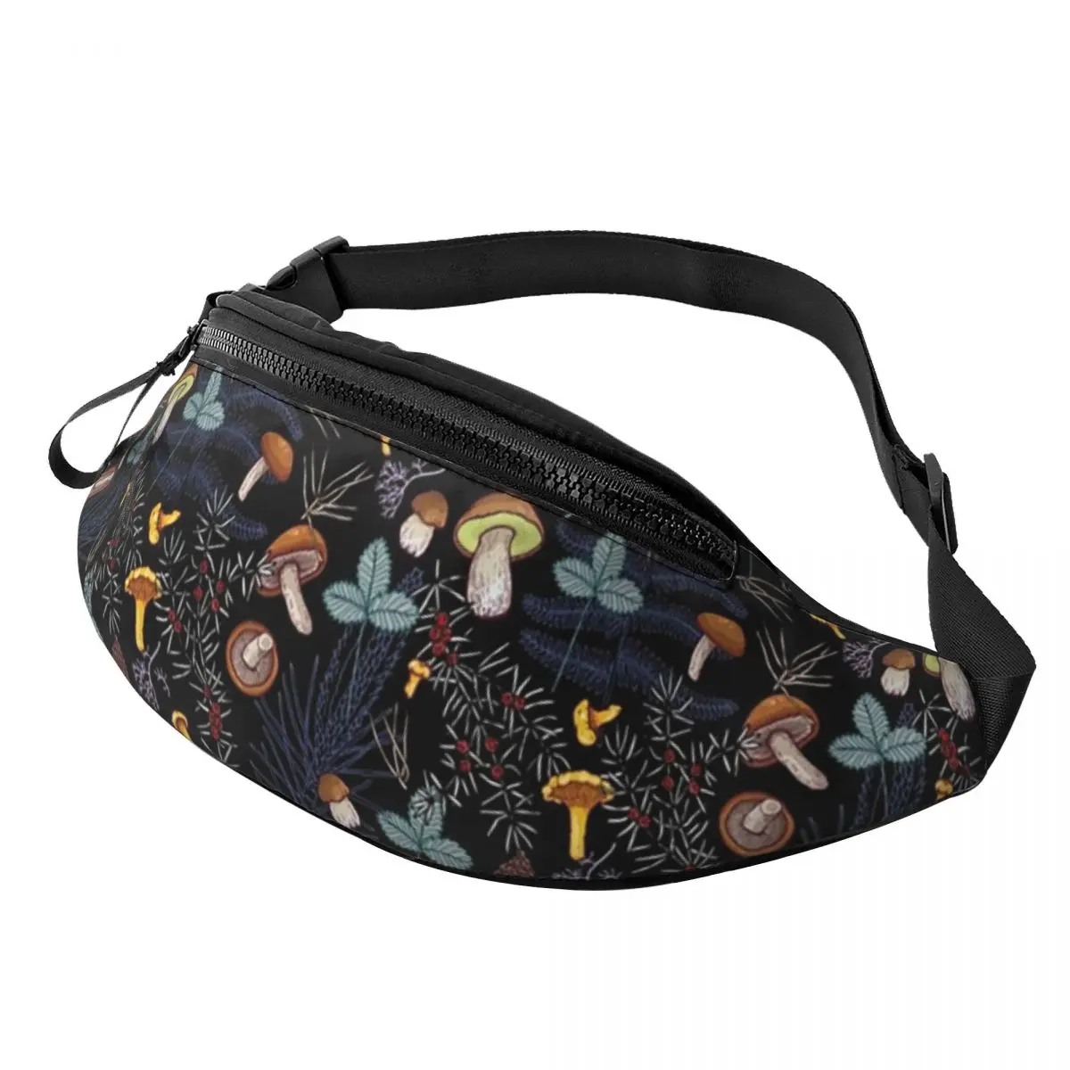 Dark Wild Forest Mushrooms Fanny Pack Women Men Casual Crossbody Waist Bag for Travel Cycling Phone Money Pouch