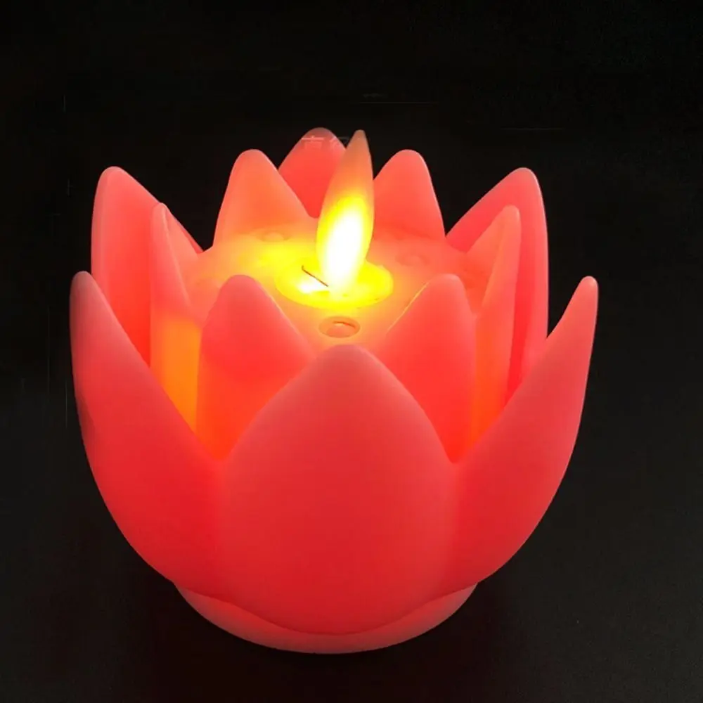 Plastic Lotus Lamp Colorful Flickering Electronic Candle Lamp Exquisite Creative Desktop Lamp Party Bedroom