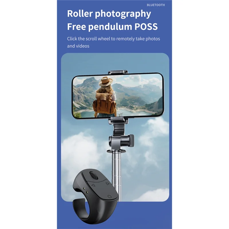 A97I-Wireless Bluetooth Roller Smart Fingertip Ring Remote Control Mouse Mobile Selfie Video Mice Automatic Turner Browsing Whit