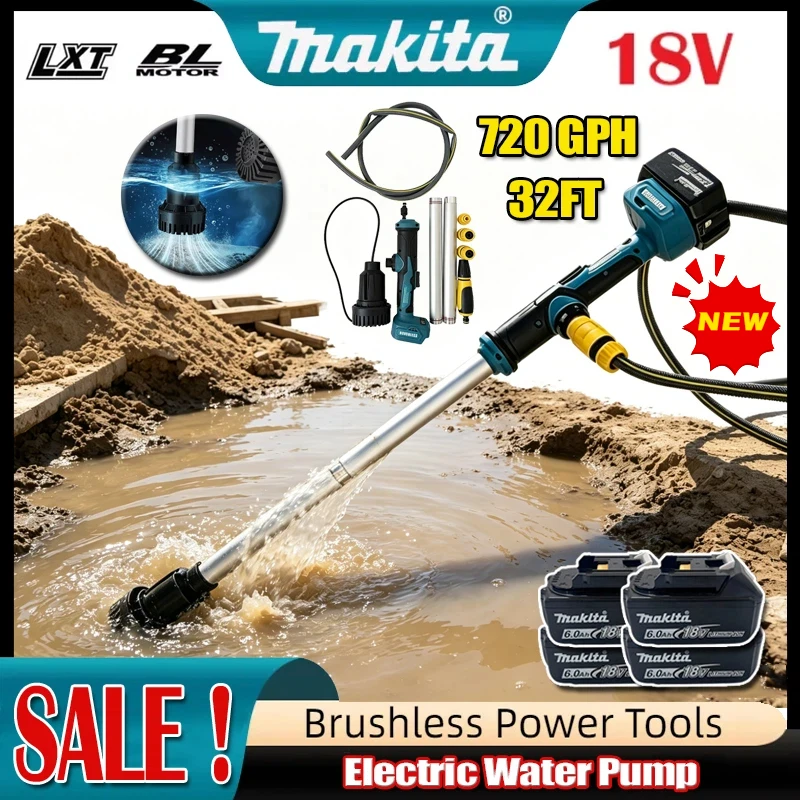 Makita Brushless Cordless Electric Water Pump Portable Submersible Liquid Transfer Pump Garden Irrigation Drainage Power Tool