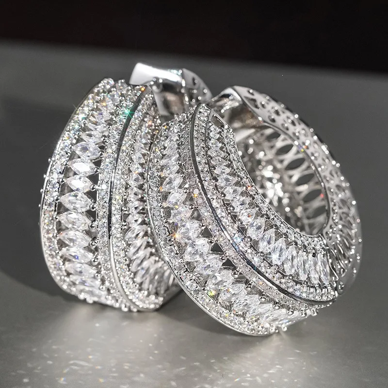 ZAKOL Brilliant Geometric CZ Hoop Earrings for Women Dazzling Zirconia Engagement Jewelry Delicate Gorgeous Piercing Accessories