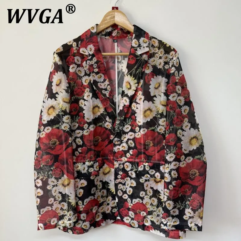 

WVGA весна осень новый мужской многослойный солнцезащитный костюм из органзы с принтом ромашки повседневный пиджак нишевый шикарный повседневный блейзер с длинными рукавами W10785