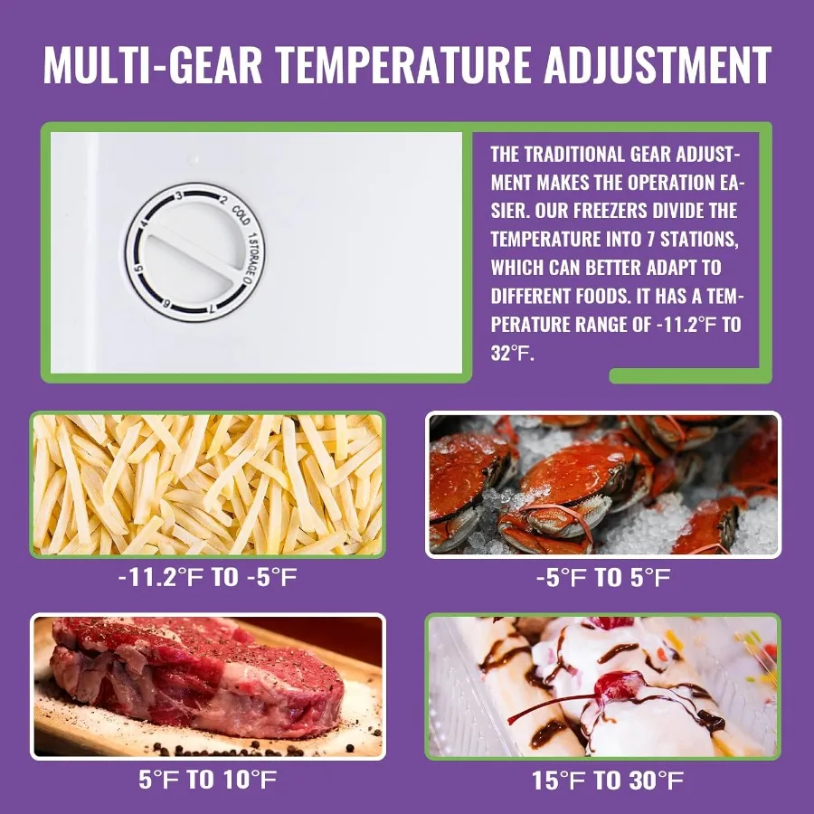 Congelatore verticale compatto con controllo della temperatura a 7 velocità per la cucina di casa, l'ufficio e l'appartamento Mini 3,2 piedi cubi, porta d'ingresso F