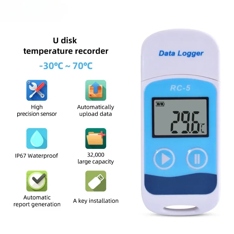 

USB Automatic Data Recording Refrigerated Cold Chain Container Transportation Thermometer Recorder