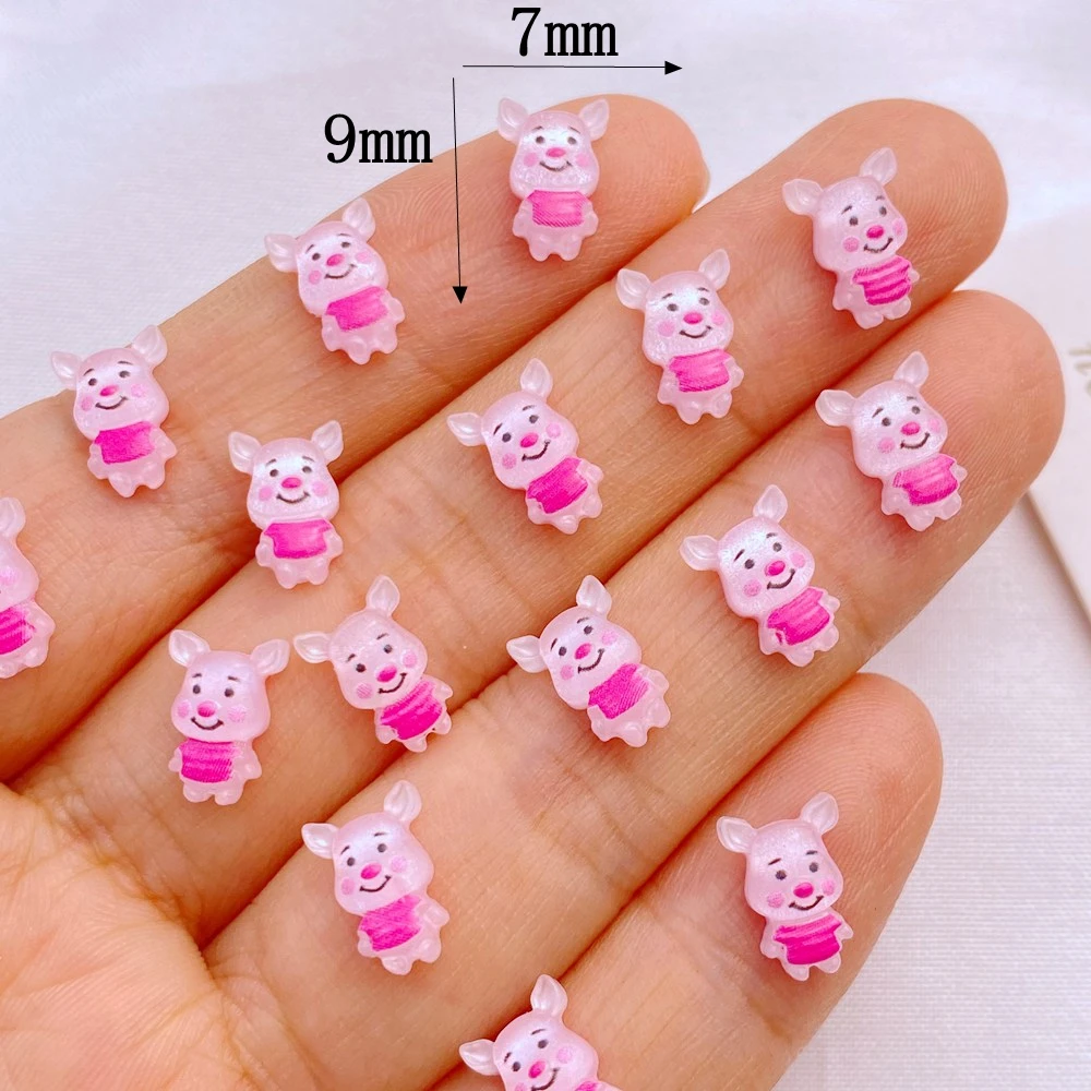 50Pcs New Cute Mini Resin 7*9mm Little Piglet Series Flatback Ornament Jewelry Making Manicure Hairwear Accessorie