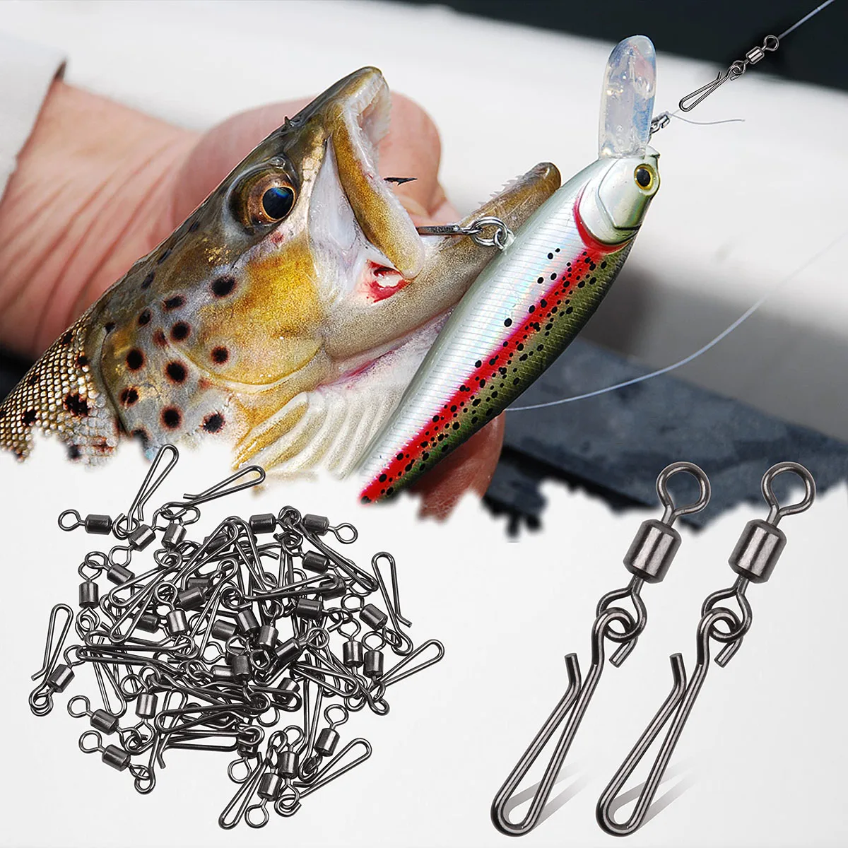Rolling Connector Angeln Wirbel Salzwasser Korrosionsbeständigkeit Snap Wirbel Kit Edelstahl Quick Fishing Snap Barrel Süßwasser – Detail 6