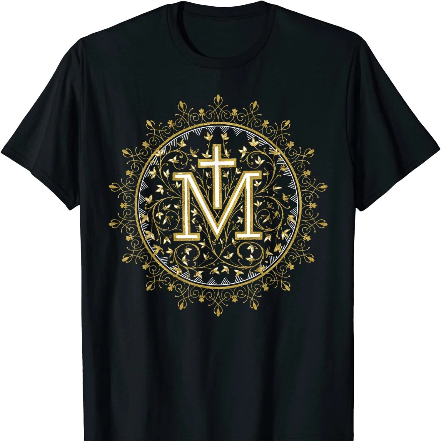 

Hail Mary Catholic Our Lady Holy Blessed Maria T Shirt New 100% Cotton Short Sleeve O-Neck T-shirt Casual Mens Top