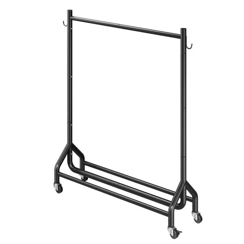 

Free Shipping-Clothes Rack, Rolling Clothing Garment Rack with Hanging Rod and Side Hooks, 198 lbs Load Capacity, Heavy Duty Car