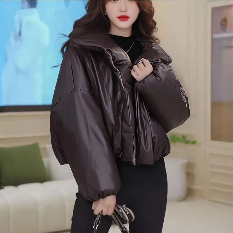 

Осень/зима 202, новая женская мода: универсальная однотонная хлопковая куртка на молнии в европейском и американском стиле с большими лацканами