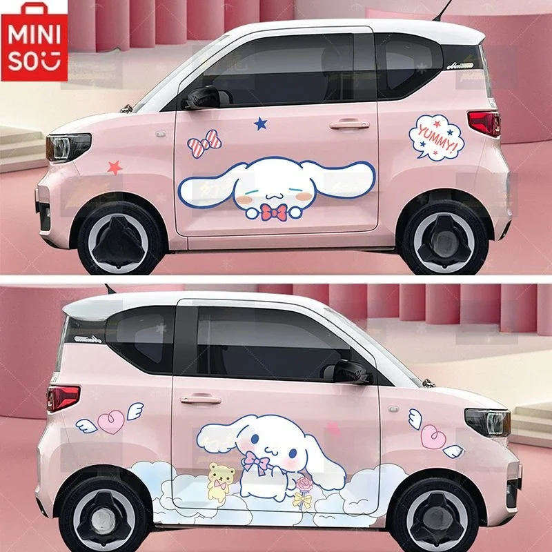 MINISO Sanrio Cinnamon Dog Car Body Shell Modified To Block Scratches Cartoon Stickers Car Head Kawaii Car Decoration Stickers