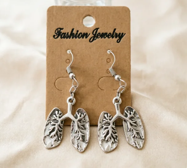 Punk Anatomical Human Lung Earring Hiphop Lobe Anatomy Skeleton Oddities Jewelry Stud Fashion Hot Ear Pendant Gift