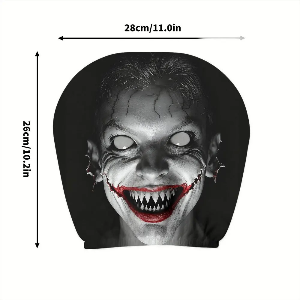 2 Stück Kopfstützenbezüge mit „Evil Clown Cracked Print“-Muster, ganzjährig nutzbar, weicher, bequemer Stoff, langlebig, einfache Installation, Halloween – Detail 3