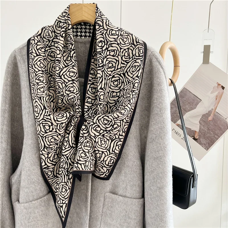 

Luxury Double Sided AB Shawls Women Long Scarf Silk Wool Scarfs Winter Warm Neck Scarves Foulard Ring Scarfs Cashmere Decoration