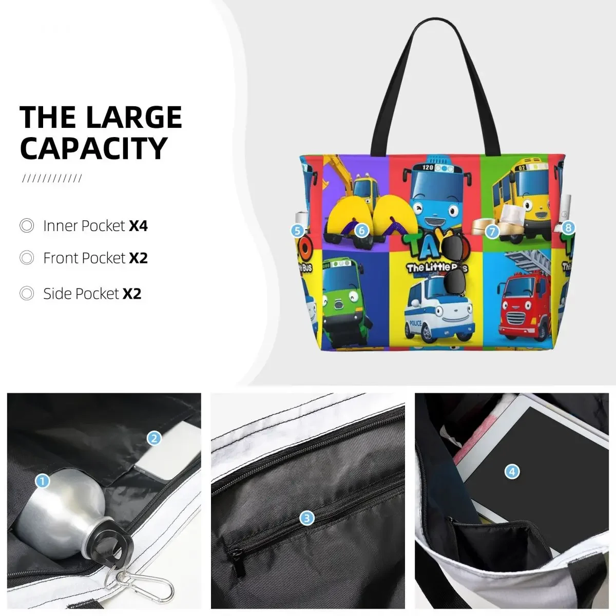 Tayo The Little Bus (1) Beach Tote Bag Sport Gym Yoga Duffle Large Tote Bag Women Travel Bag Fitness bag