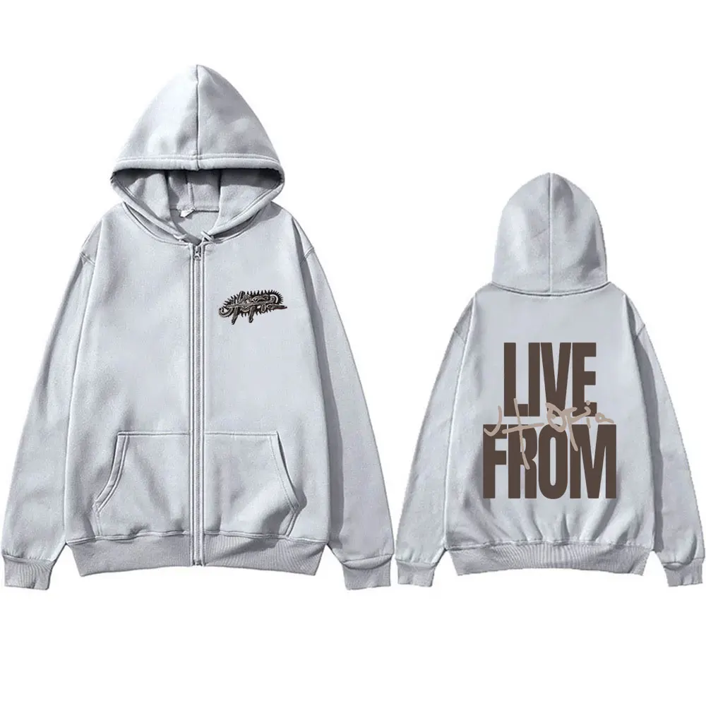 แคคตัสแจ็คกราฟิกซิปHoodie Utopia Liveจากเสื้อแจ็คเก็ตผู้ชายผู้หญิงHip Hopขนาดใหญ่Zip Up Hoodiesผู้ชายแฟชั่นStreetwear