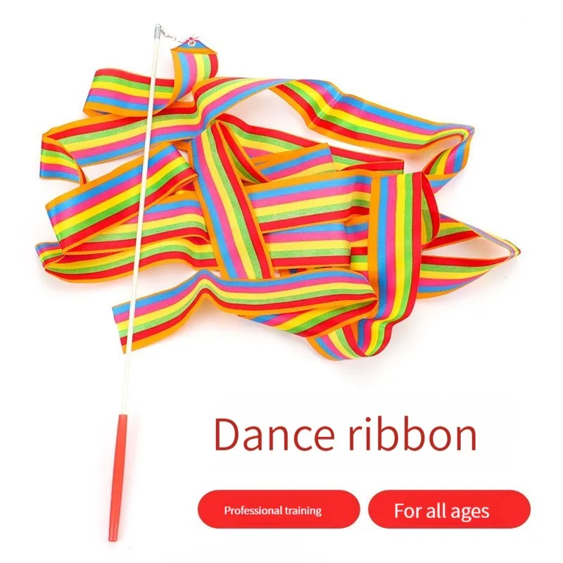 100PCS 4M Dance ribbon artistic gymnastics colorful flag children dance ribbon toy props Gym Dance Ribbons