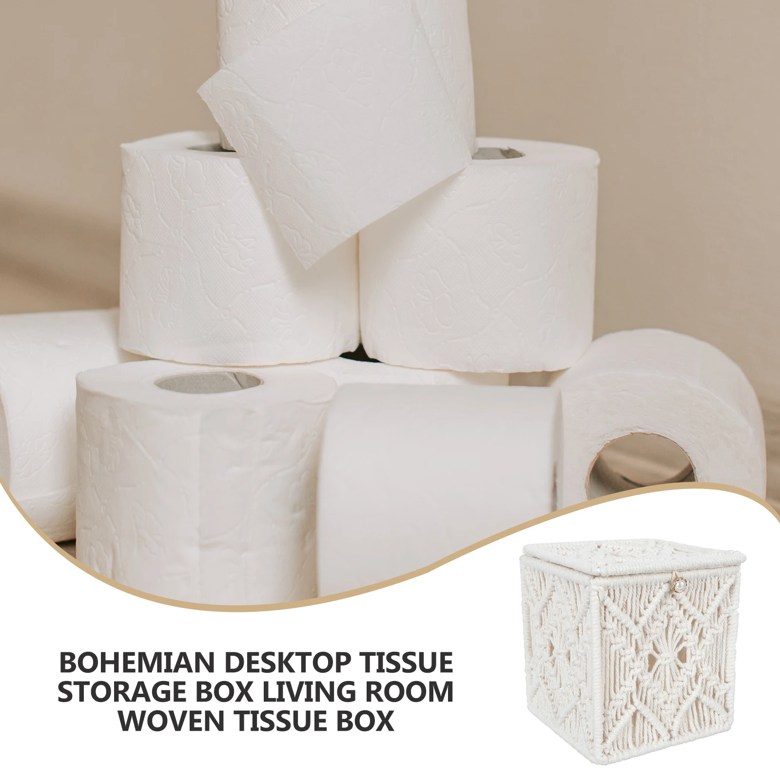 

Cotton Rope Woven Paper Box Vintage Home Decor Desktop Tissue Holder Case Holders Storage