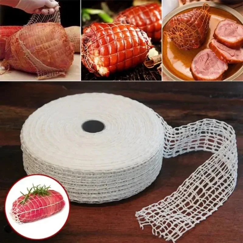 3-meter Cotton Meat Net Ham Sausage Net Slaughter Rope Sausage Roll Meat Cooking Tool Hot Dog Sausage Sausage Casing Mesh Bag