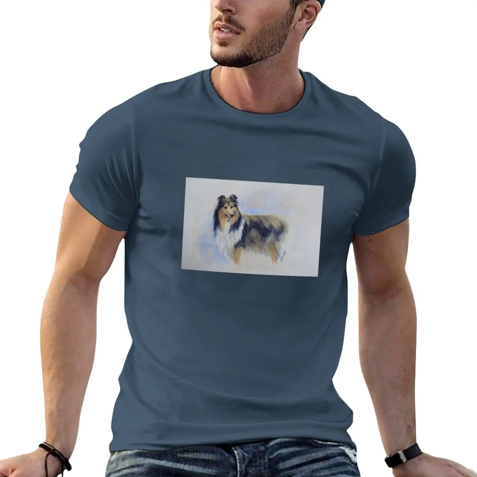 

Rough Collie Dog In Watercolor T-Shirt Aesthetic clothing heavyweight t shirts korean fashion graphic t shirt men t shirt