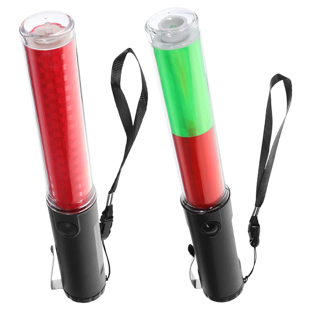 2 Pcs Glow Sticks Concert Red Wand Light Traffic Flashlight LED with Hook Rechargeable Wands