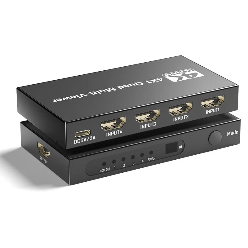 4K HD Quad Screen Multiviewer 4x1 1080P 4 in 1 out Multi Viewer Seamless Switcher 9 Display Modes for Laptop PC TV Camera