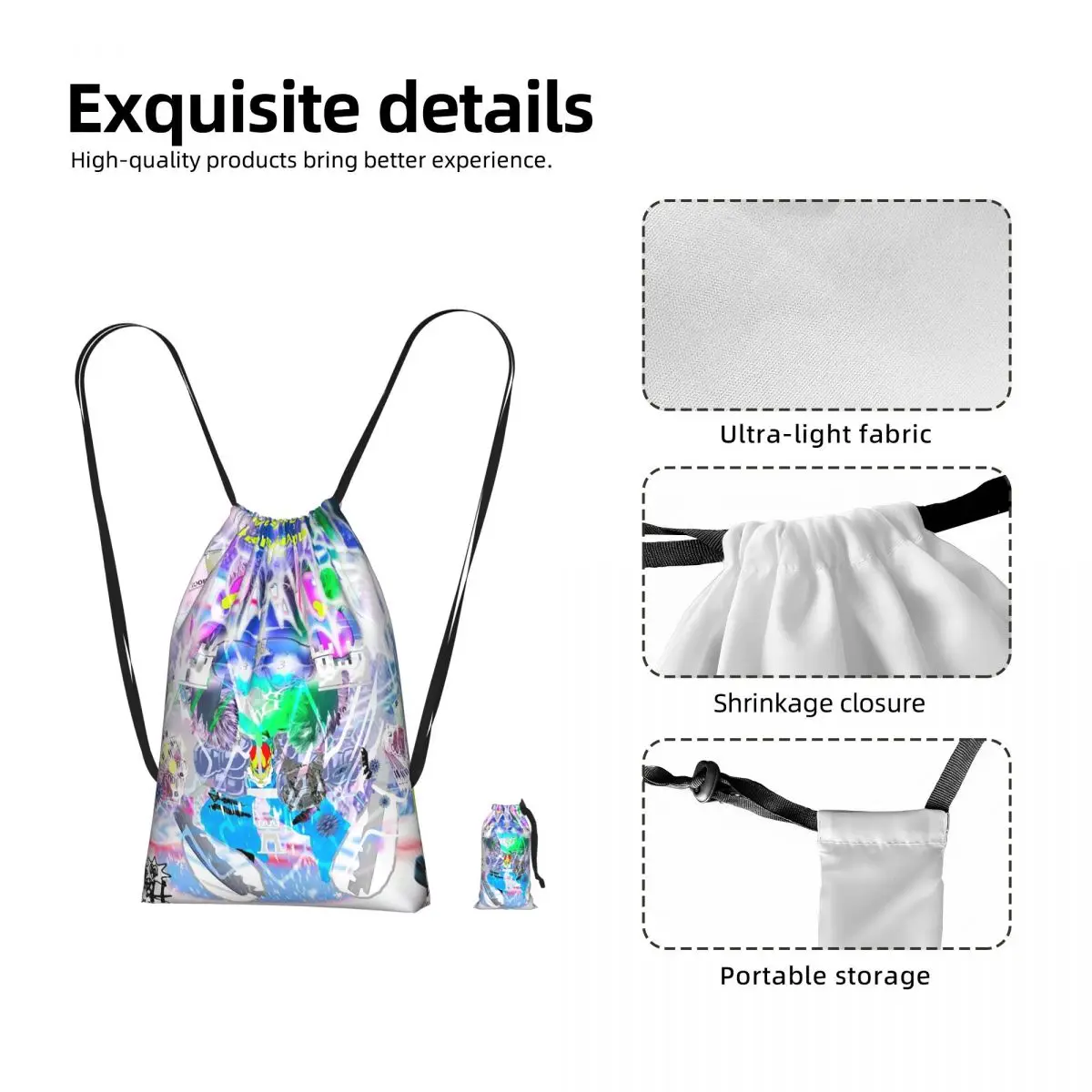 Ice Bladee Dancer Albume Drawstring Backpack Sports Gym Bag Lightweight Foldable Storage Drawstring Bag for Men Women